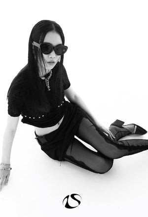 LIMISEVEN · Adjustable Drawstring Tulle Pleated Lace Socks