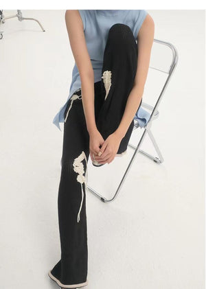LIMISEVEN · Textured Yarn Patchwork Knit Trousers