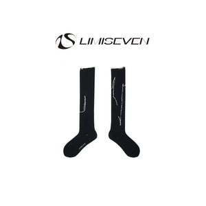 LIMISEVEN · Hand-Stitched Irregular-Line Knee-High Socks