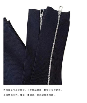 LIMISEVEN · Double-Zip Knit Leg Warmers