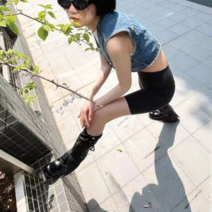 LIMISEVEN · Patchwork Drawstring Boot and Leg Covers