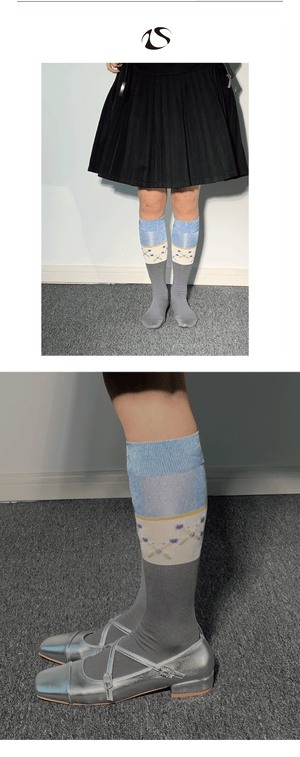 LIMISEVEN · Vintage Pattern Patchwork Silky Mid-Calf Socks