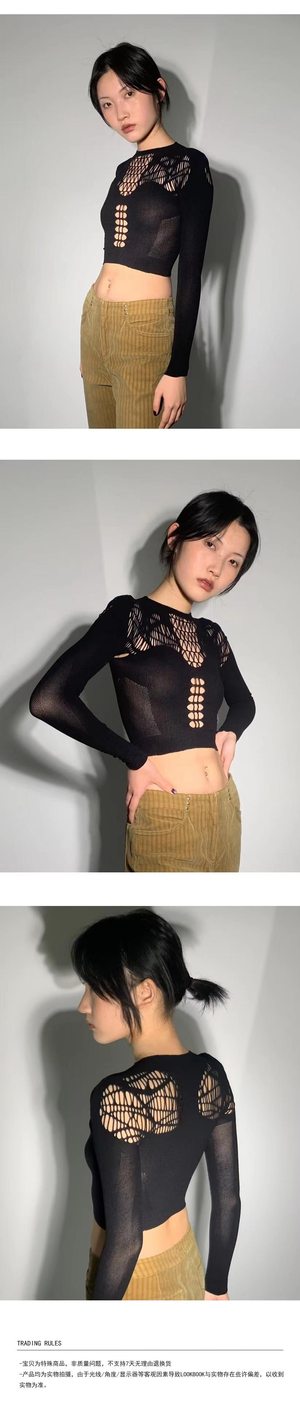 LIMISEVEN · Cutout Round-Neck Fitted Top