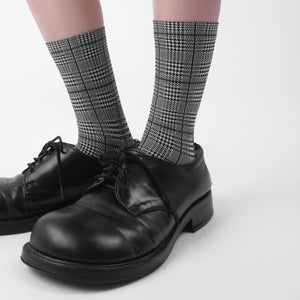LIMISEVEN · Vintage Striped and Houndstooth Mid-Calf Socks