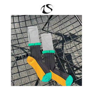 LIMISEVEN · Contrast Patchwork Mid-Calf Socks