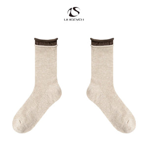 LIMISEVEN · Color-Block Double-Cuff Mid-Calf Socks