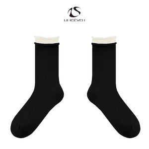 LIMISEVEN · Color-Block Double-Cuff Mid-Calf Socks