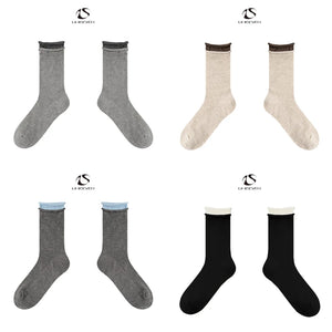 LIMISEVEN · Color-Block Double-Cuff Mid-Calf Socks