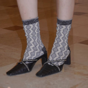 LIMISEVEN · Vintage Metallic Diamond Pattern Socks