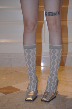 LIMISEVEN · Vintage Metallic Diamond Pattern Socks