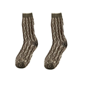 LIMISEVEN · Vintage Metallic Diamond Pattern Socks