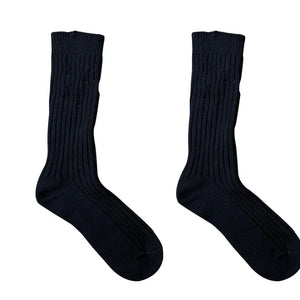 LIMISEVEN · Distressed Ribbed Mid-Calf Socks