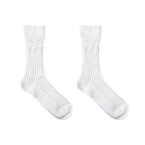 LIMISEVEN · Distressed Ribbed Mid-Calf Socks