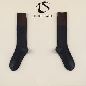 LIMISEVEN · Color-Block Ribbed Knee-High Socks