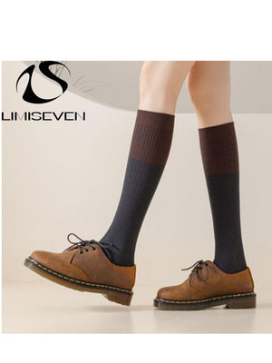 LIMISEVEN · Color-Block Ribbed Knee-High Socks