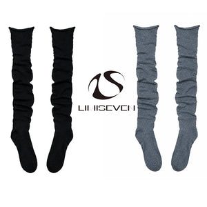 LIMISEVEN · Rolled-Edge Solid-Color Slouch Knee-High Socks
