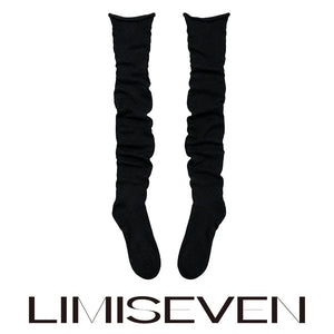 LIMISEVEN · Rolled-Edge Solid-Color Slouch Knee-High Socks
