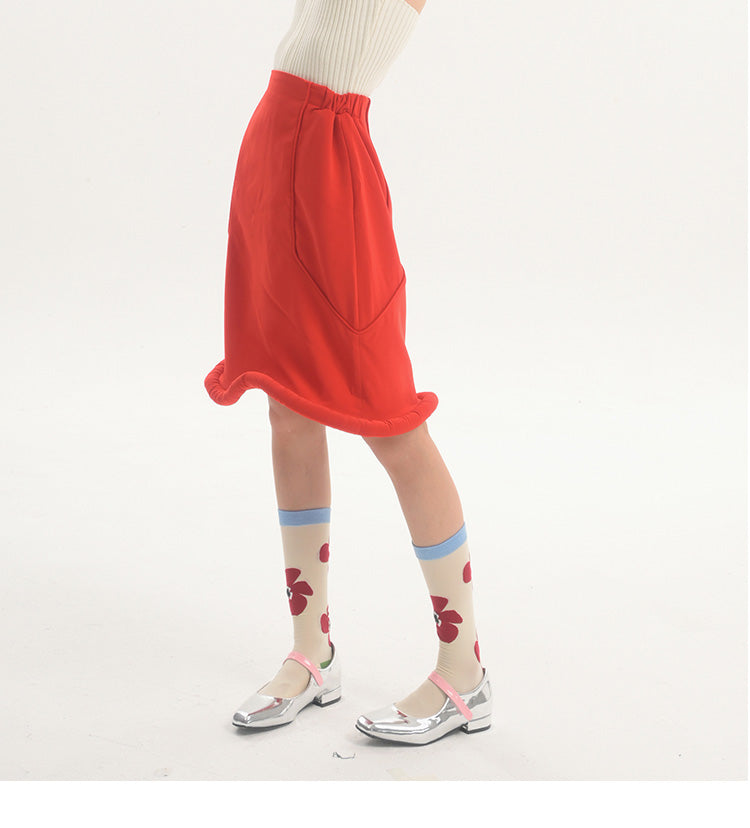 limiseven Original Design Niche Children's Hand-Painted Flower Mid-Calf Socks
