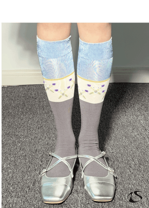LIMISEVEN · Vintage Pattern Patchwork Silky Mid-Calf Socks