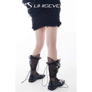 LIMISEVEN · Adjustable Drawstring Tulle Pleated Lace Socks