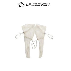 LIMISEVEN · Adjustable Drawstring Tulle Pleated Lace Socks