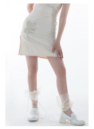 LIMISEVEN · Adjustable Drawstring Tulle Pleated Lace Socks