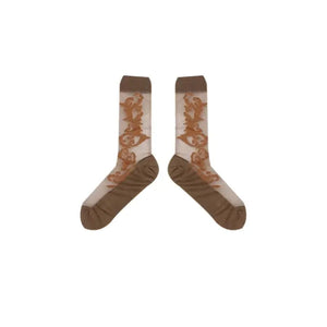 LIMISEVEN Vintage Pattern Socks - Brown