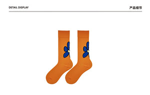 LIMISEVEN · Orange Graffiti Mid-Calf Socks