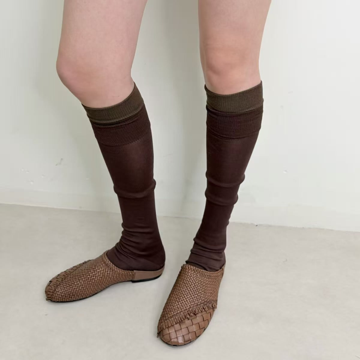 limiseven color-block double ribbed calf-length half-sole sock sleeves