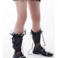 LIMISEVEN · Adjustable Drawstring Tulle Pleated Lace Socks