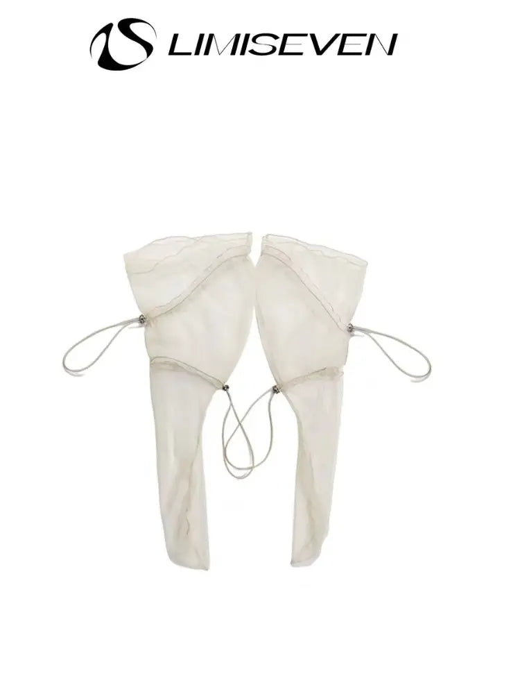 LIMISEVEN · Adjustable Drawstring Tulle Pleated Lace Socks
