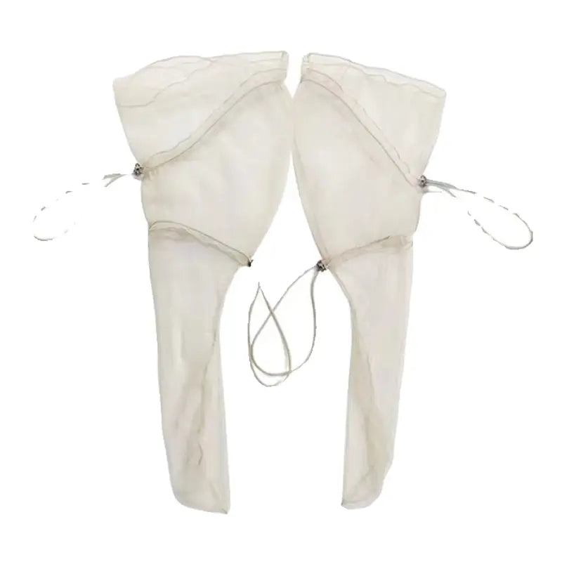 LIMISEVEN · Adjustable Drawstring Tulle Pleated Lace Socks