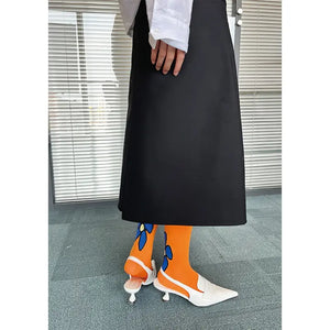 LIMISEVEN · Orange Graffiti Mid-Calf Socks