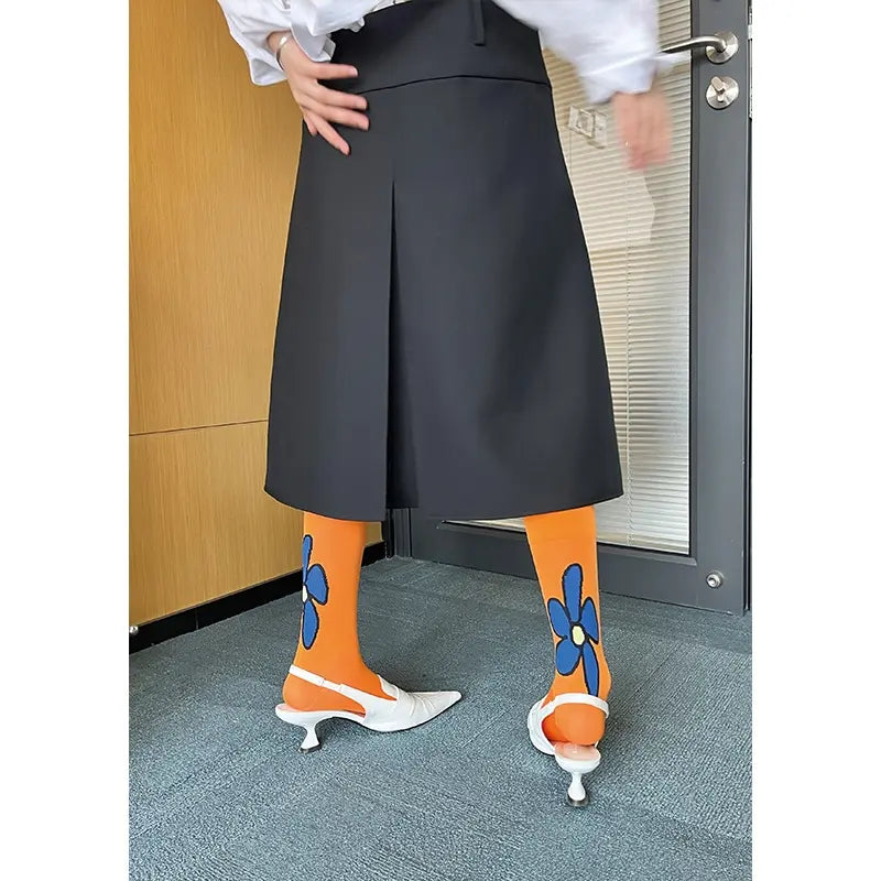 LIMISEVEN · Orange Graffiti Mid-Calf Socks
