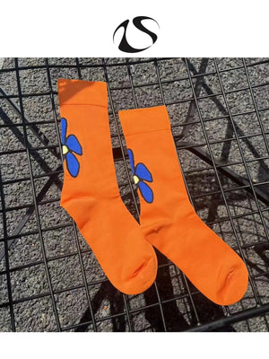 LIMISEVEN · Orange Graffiti Mid-Calf Socks