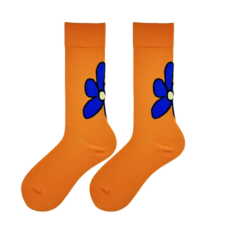 LIMISEVEN · Orange Graffiti Mid-Calf Socks