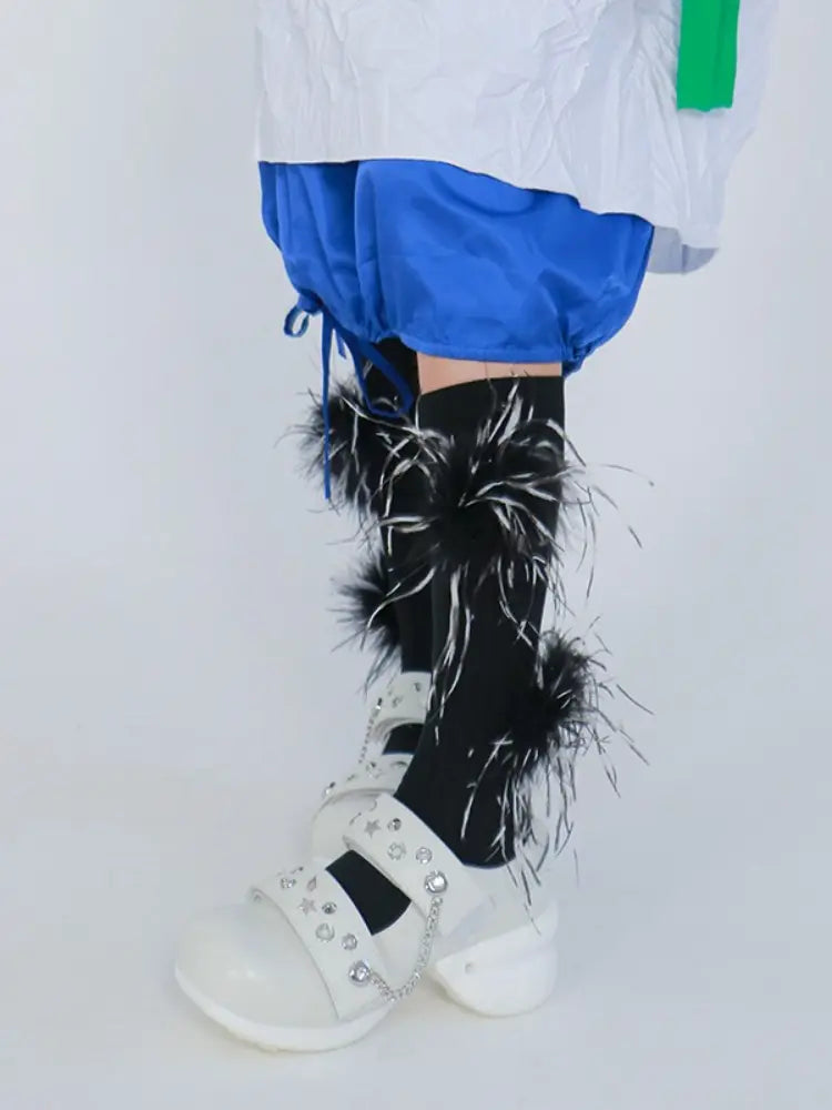 LIMISEVEN · Vintage Cotton Socks with Detachable Feather Accessories