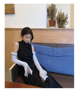 LIMISEVEN · Lightweight Distressed Knit Arm Warmers