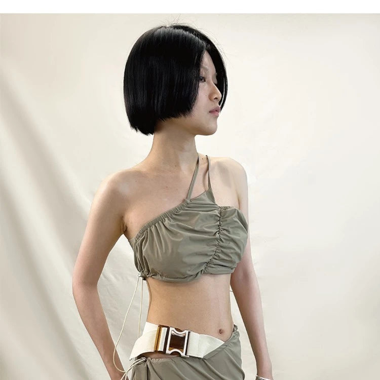LIMISEVEN · Deconstructed Drawstring Asymmetric Camisole