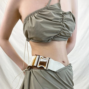 LIMISEVEN · Deconstructed Drawstring Asymmetric Camisole