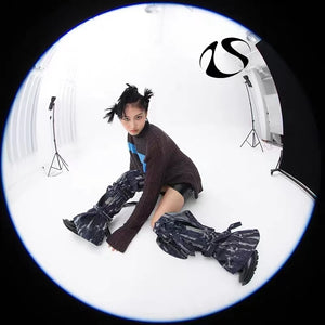 LIMISEVEN · Asymmetric Two-Tone Strap Leg Warmers