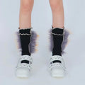 LIMISEVEN · Raccoon Dog Fur Patchwork Mid-Calf Socks