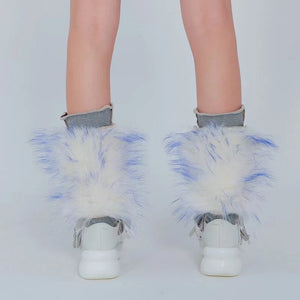 LIMISEVEN · Raccoon Dog Fur Patchwork Mid-Calf Socks