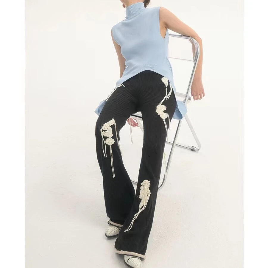 LIMISEVEN · Textured Yarn Patchwork Knit Trousers