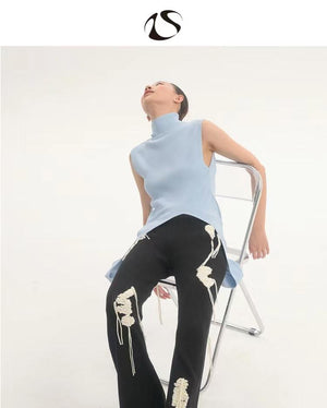 LIMISEVEN · Textured Yarn Patchwork Knit Trousers