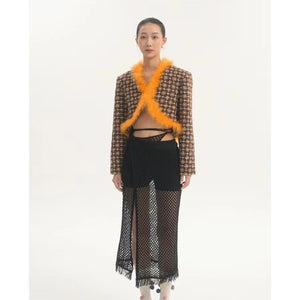 LIMISEVEN · Convertible Tie-Up Openwork Frayed Knit Skirt and Shawl