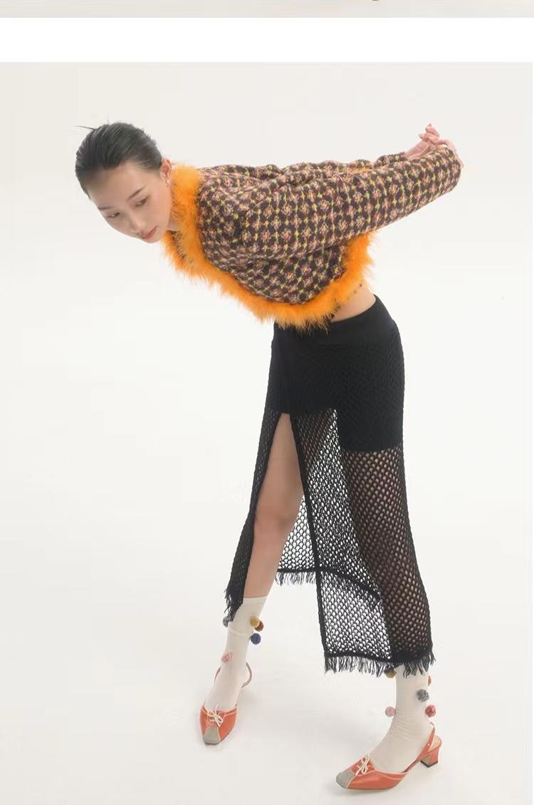 LIMISEVEN · Convertible Tie-Up Openwork Frayed Knit Skirt and Shawl