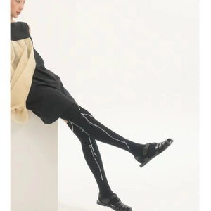 LIMISEVEN · Hand-Stitched Irregular-Line Knee-High Socks
