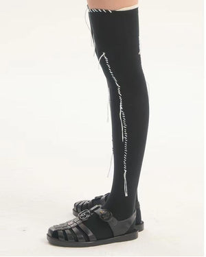 LIMISEVEN · Hand-Stitched Irregular-Line Knee-High Socks