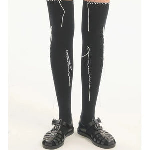 LIMISEVEN · Hand-Stitched Irregular-Line Knee-High Socks